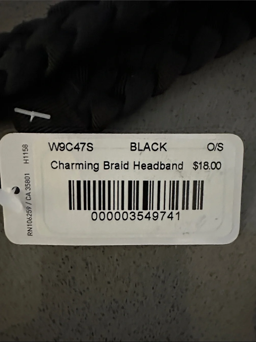 lululemon athletica Black Braided Stretch Headband